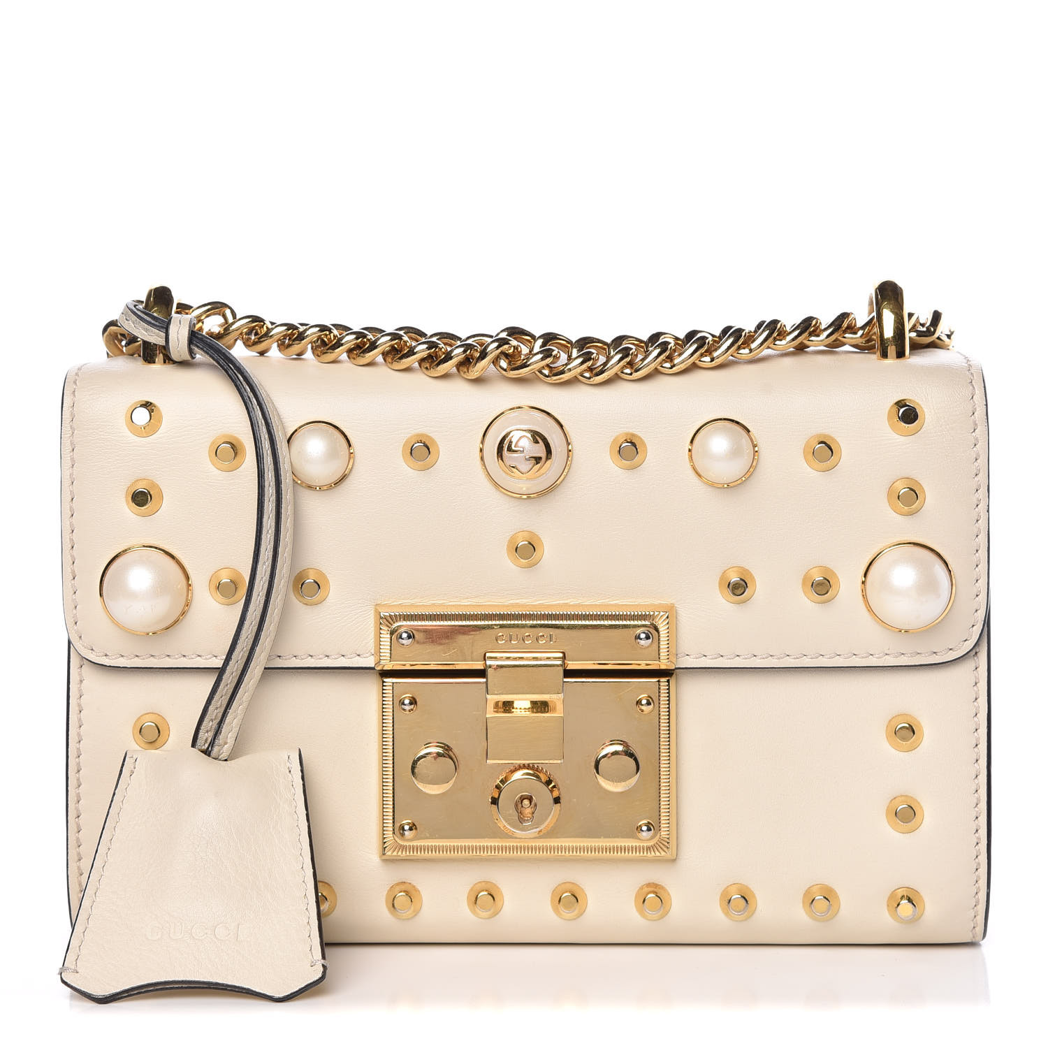 padlock studded leather shoulder bag