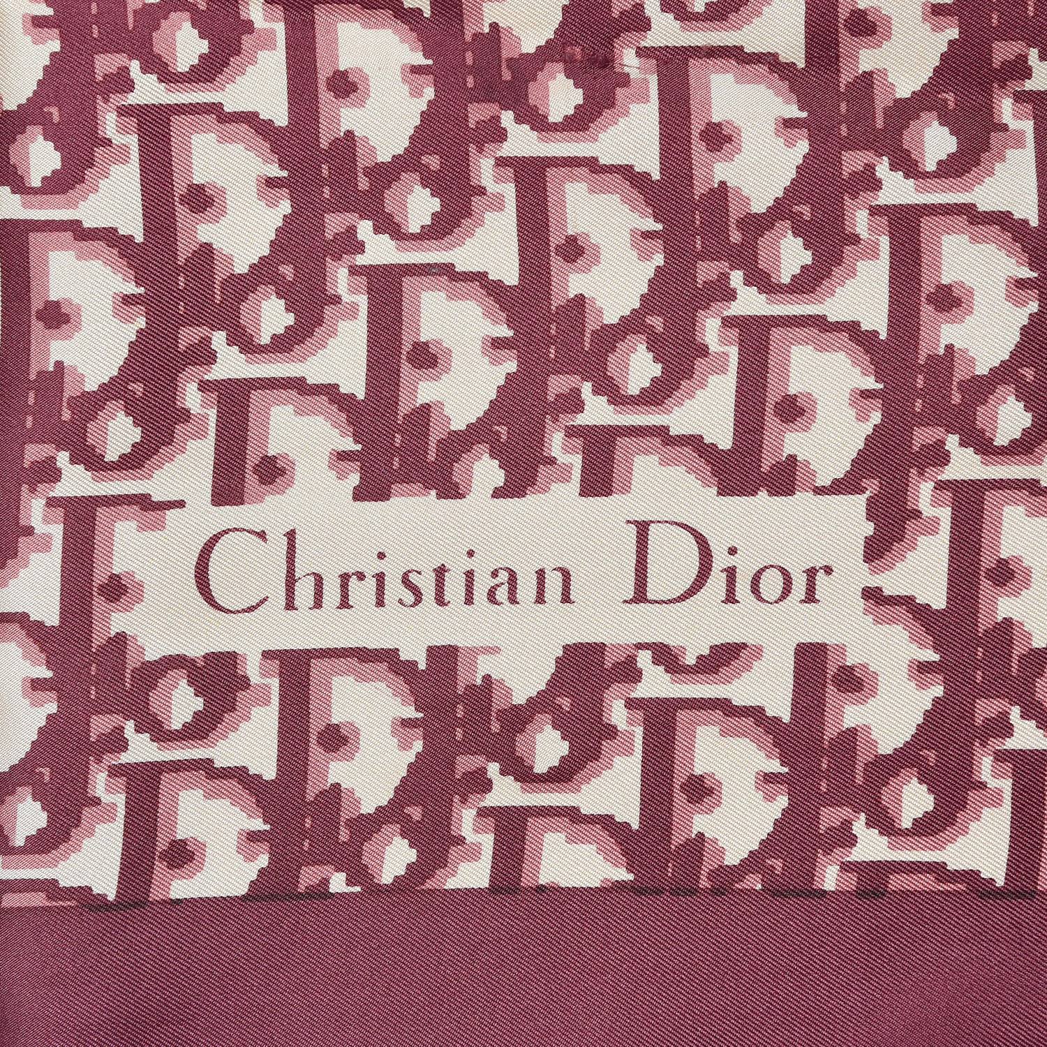 CHRISTIAN DIOR Silk Monogram Scarf Burgundy 256737