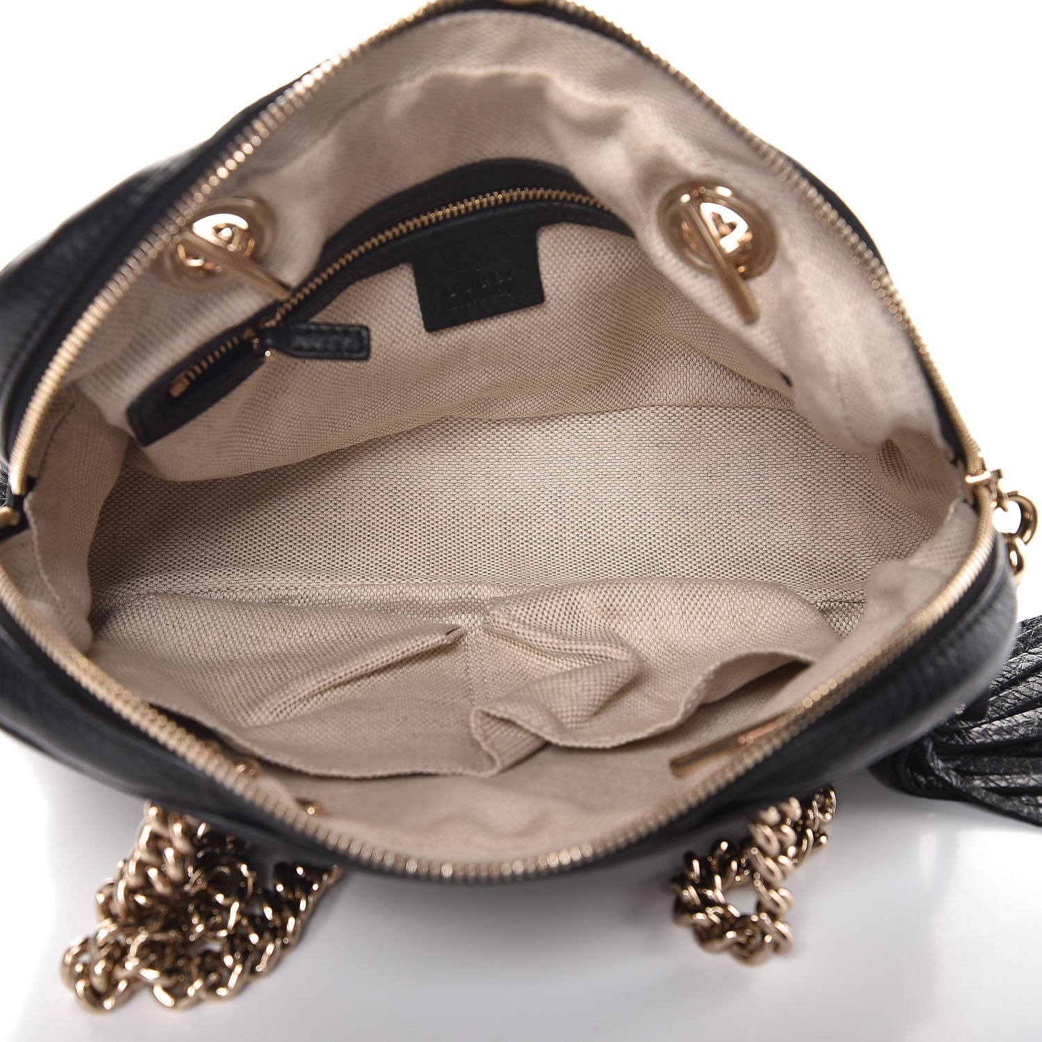 GUCCI Pebbled Calfskin Small Soho Chain Shoulder Bag Black 309104