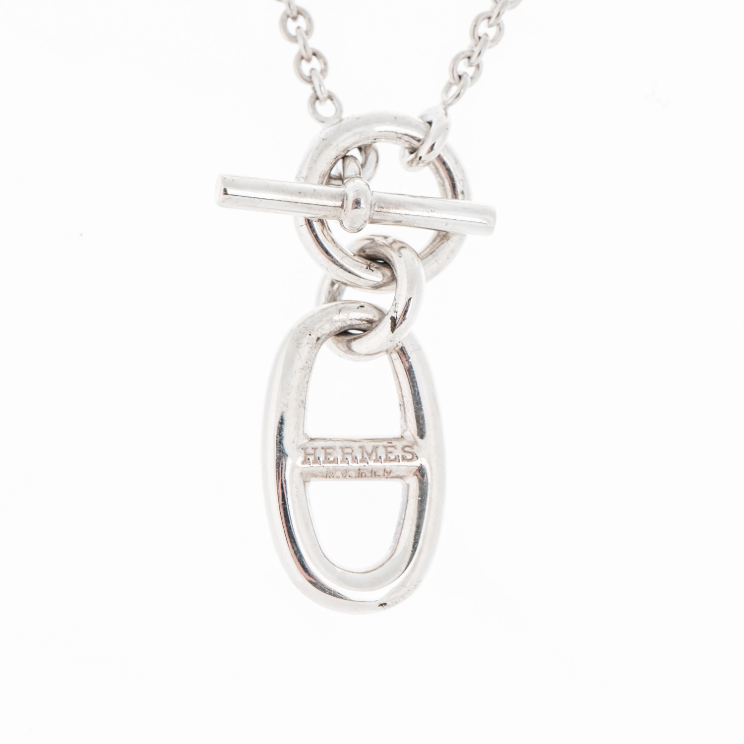 HERMES Sterling Silver Amulette Chaine d'Ancre Necklace 179502 ...
