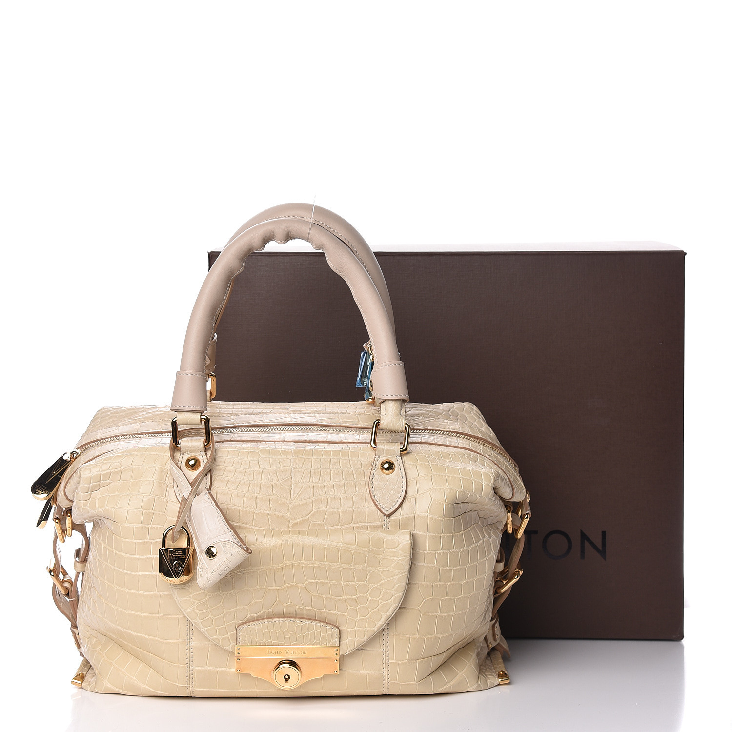 LOUIS VUITTON Crocodile Sac Louis Beige 495624