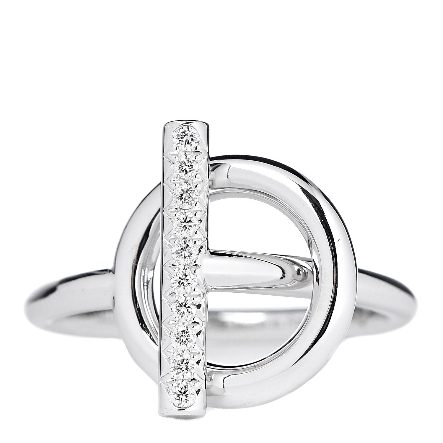 HERMES 18K White Gold Diamond PM Echappee Ring 48 4.5 494806