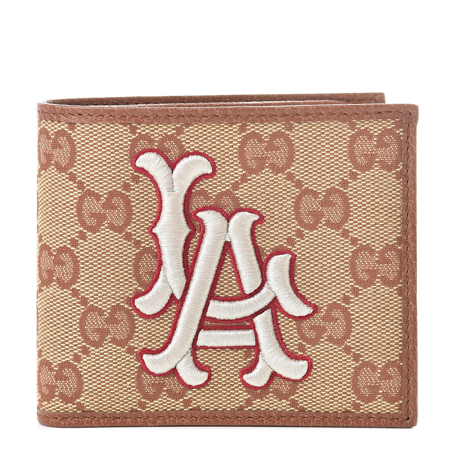 GUCCI Monogram LA Dodgers Bi-fold Wallet Brick Red 516229