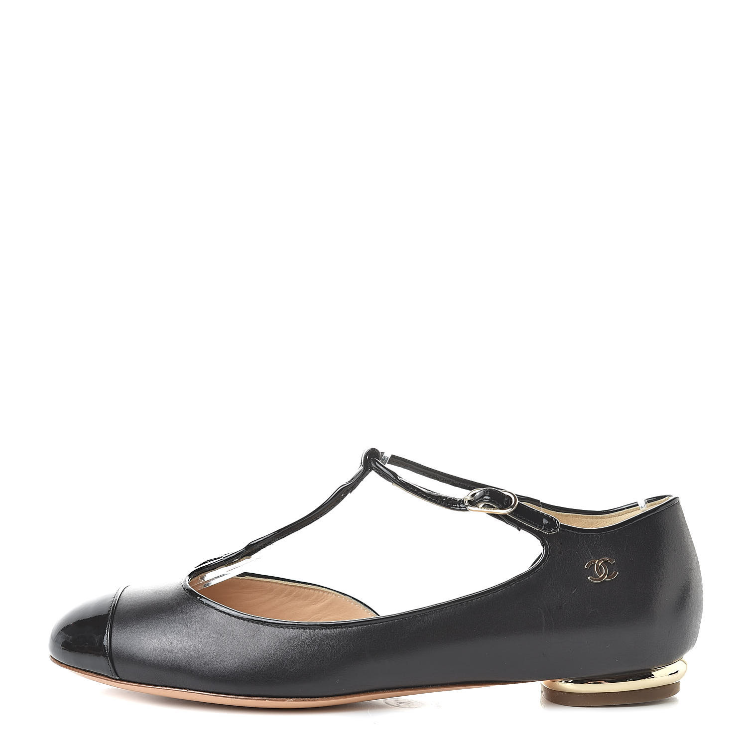 black t strap flats