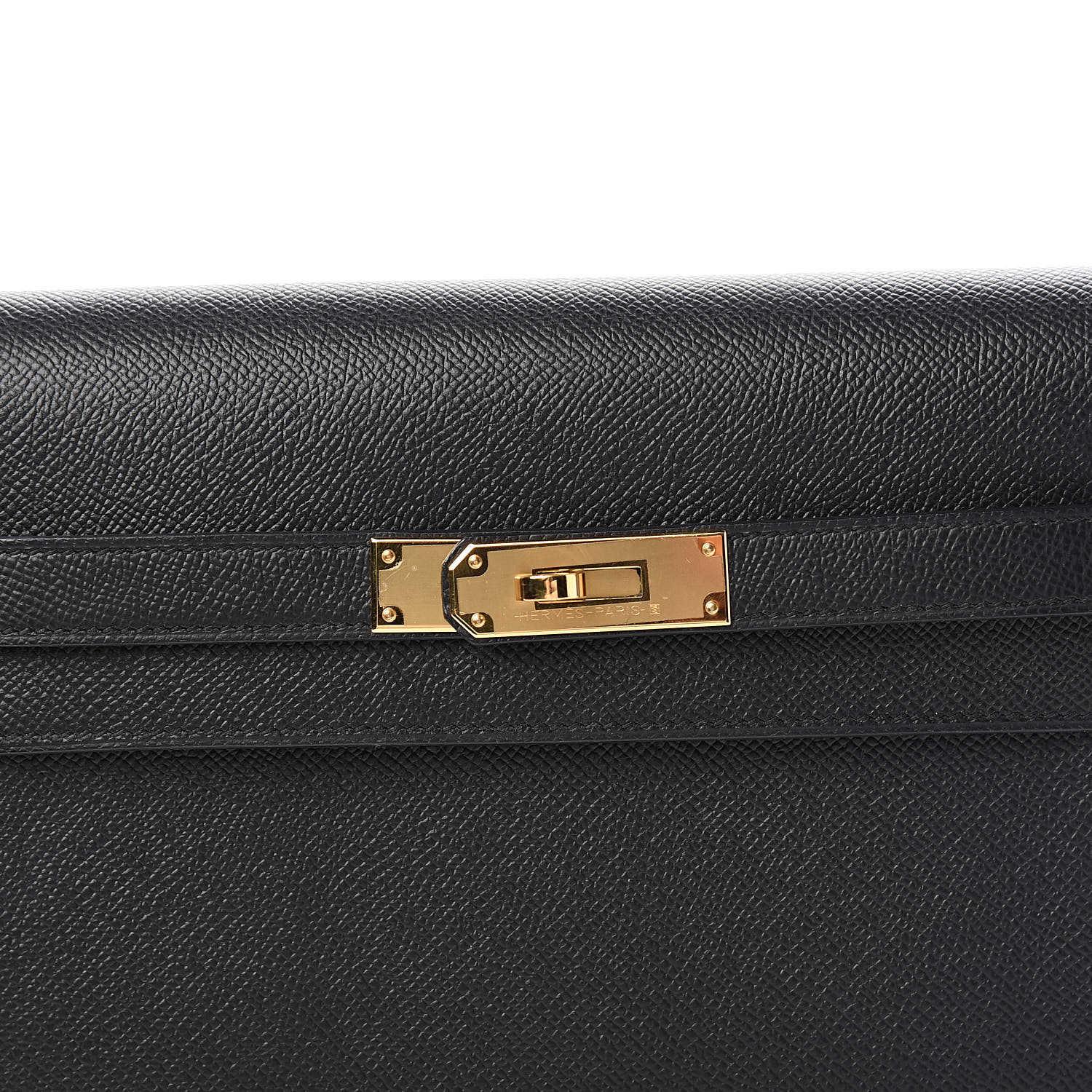 HERMES Epsom Kelly Depeches 25 Pouch Black 516517