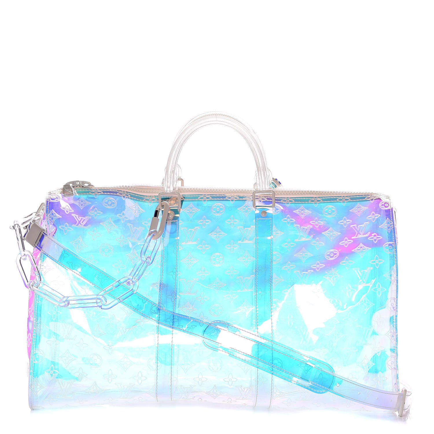 LOUIS VUITTON PVC Monogram Keepall Bandouliere 50 Iridescent Prism 515800