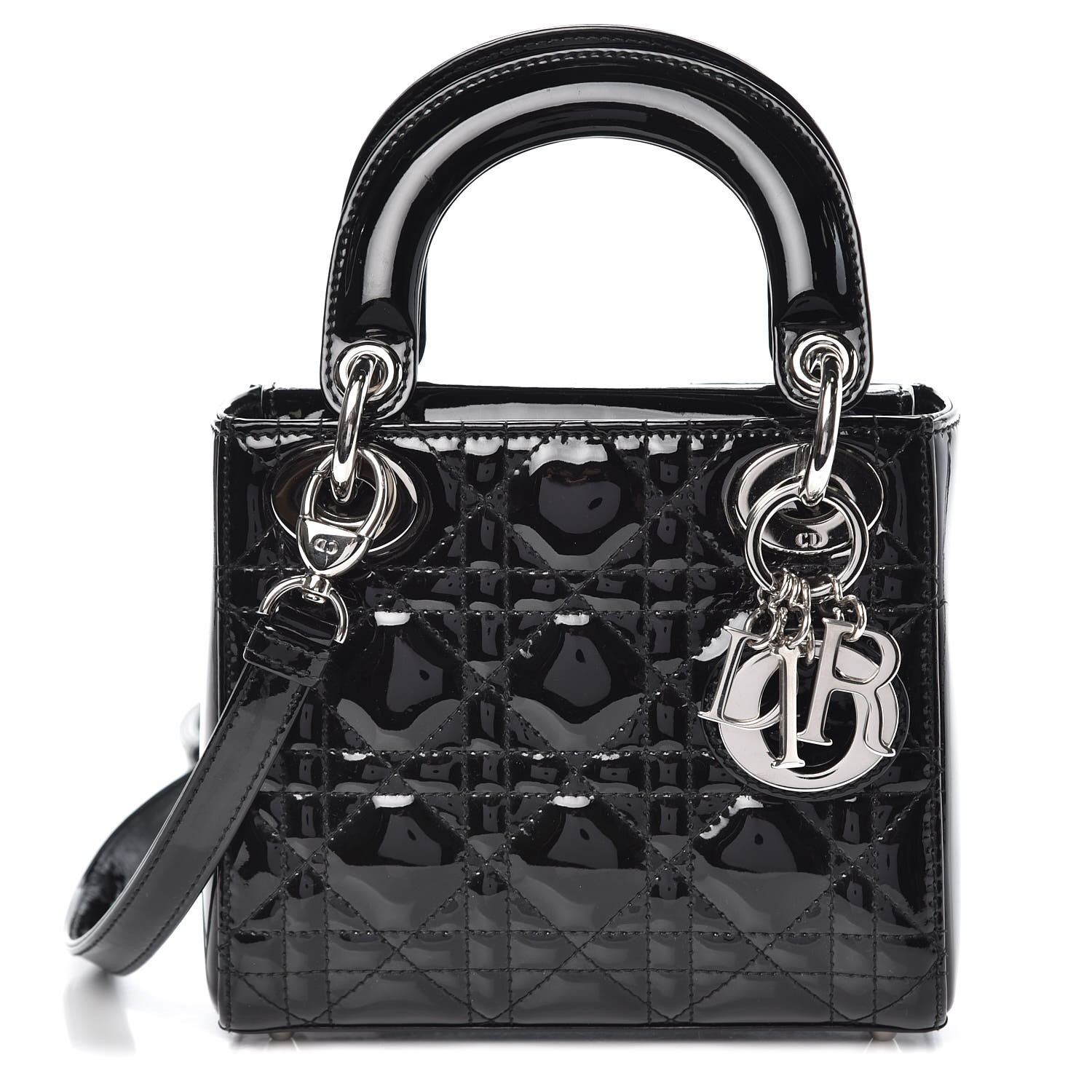mini lady dior black patent