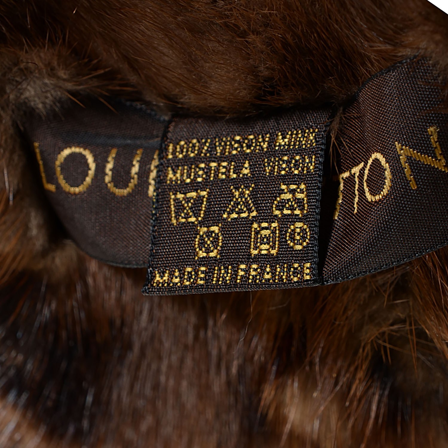 LOUIS VUITTON Monogram Mink Fur Scarf Stole Wrap 105061