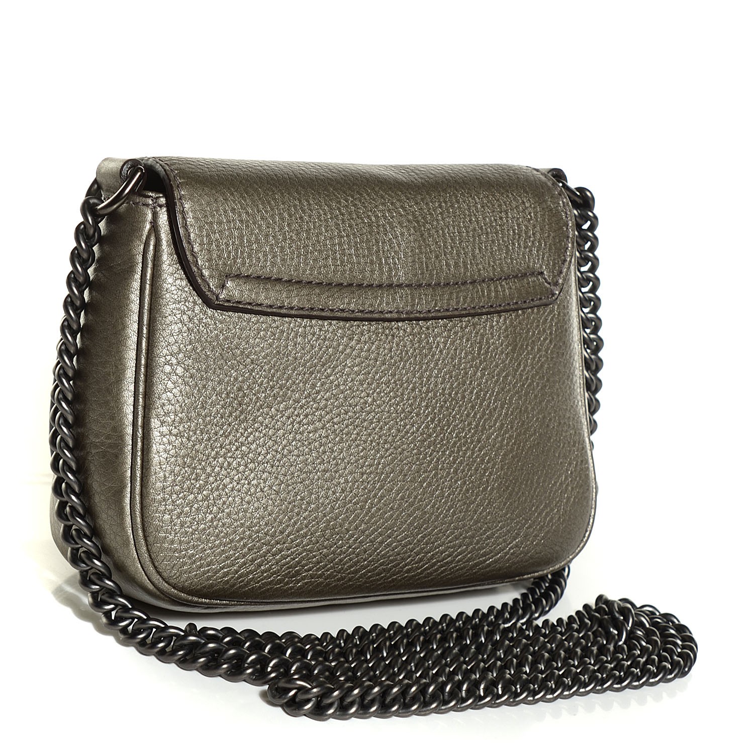 GUCCI Metallic Calfskin Small Soho Chain Shoulder Bag Golden Beige 107808