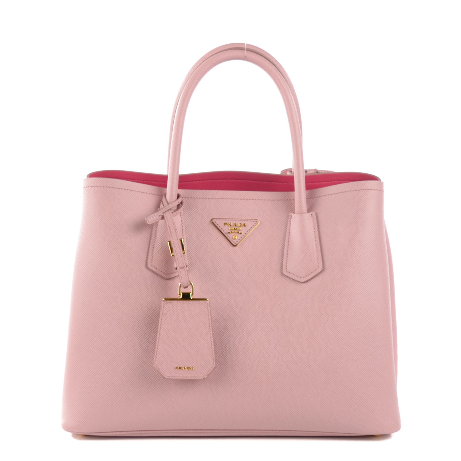 prada saffiano cuir double small tote bag