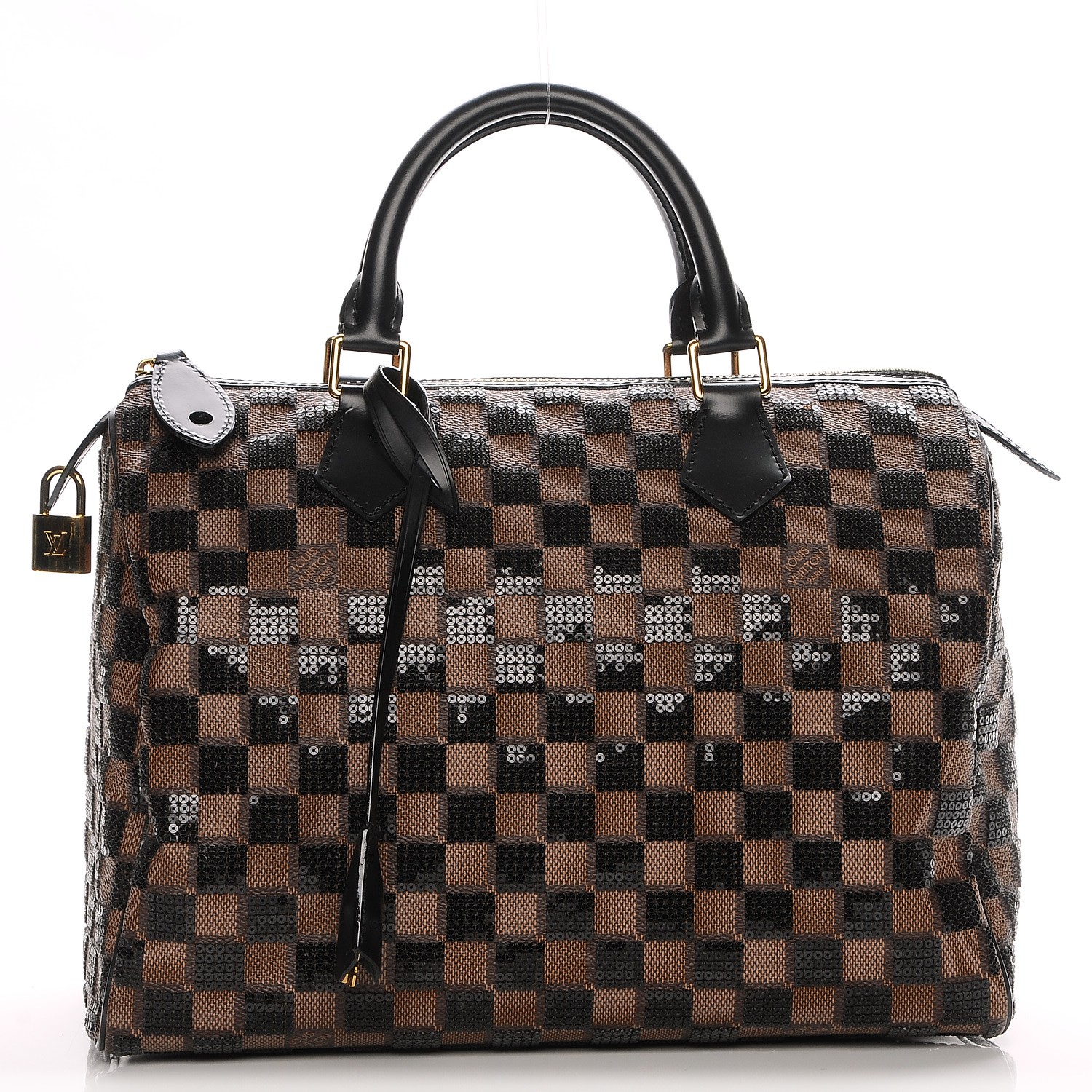 LOUIS VUITTON Damier Paillettes Speedy 30 Black 204468