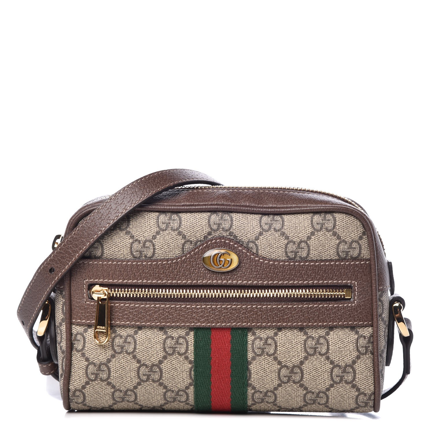 GUCCI GG Supreme Monogram Web Mini Ophidia Shoulder Bag Brown 330331