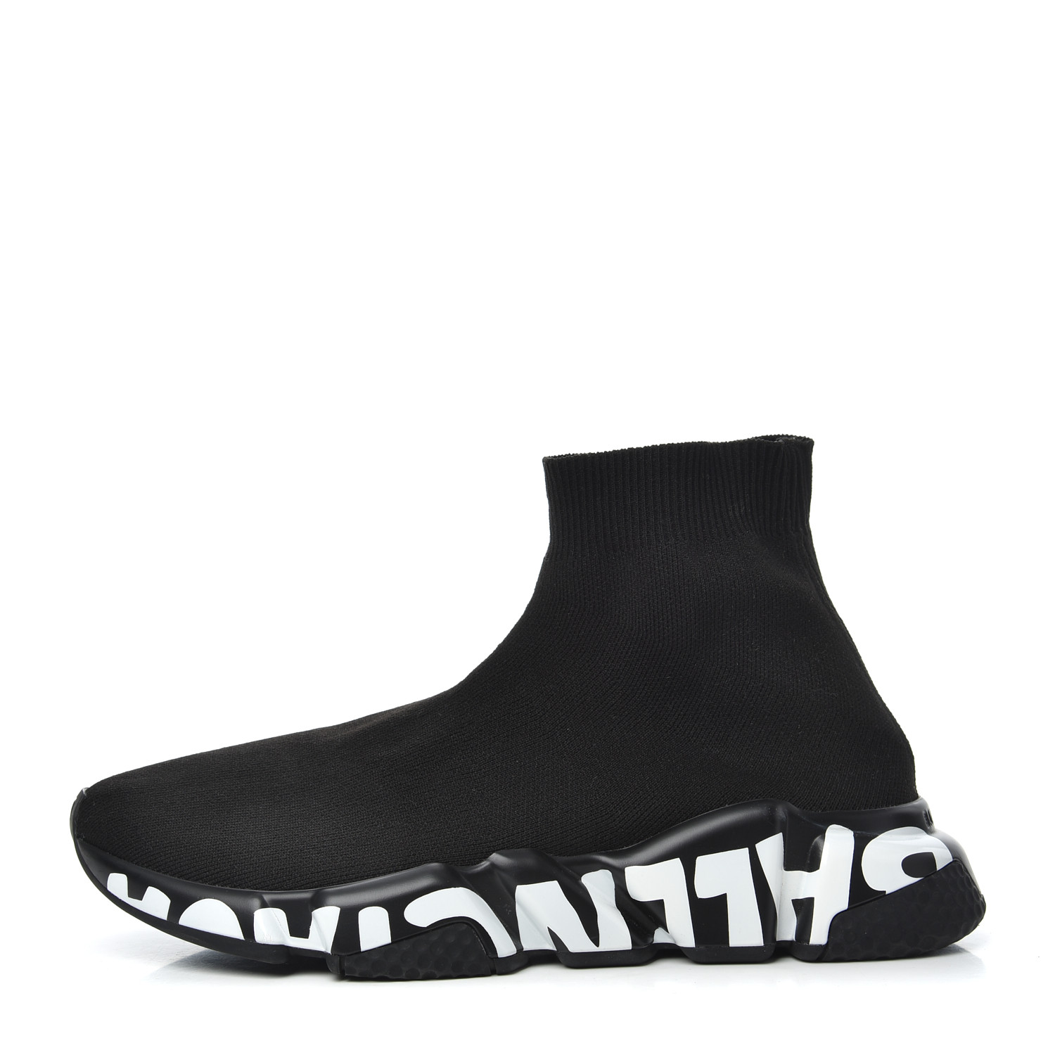 BALENCIAGA Neoprene Knit Womens Speed Graffiti Sneaker 38 Black White ...