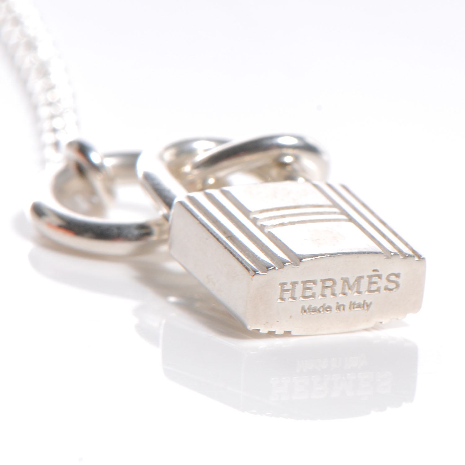 HERMES Silver Kelly Cadenas Pendant Necklace 54523