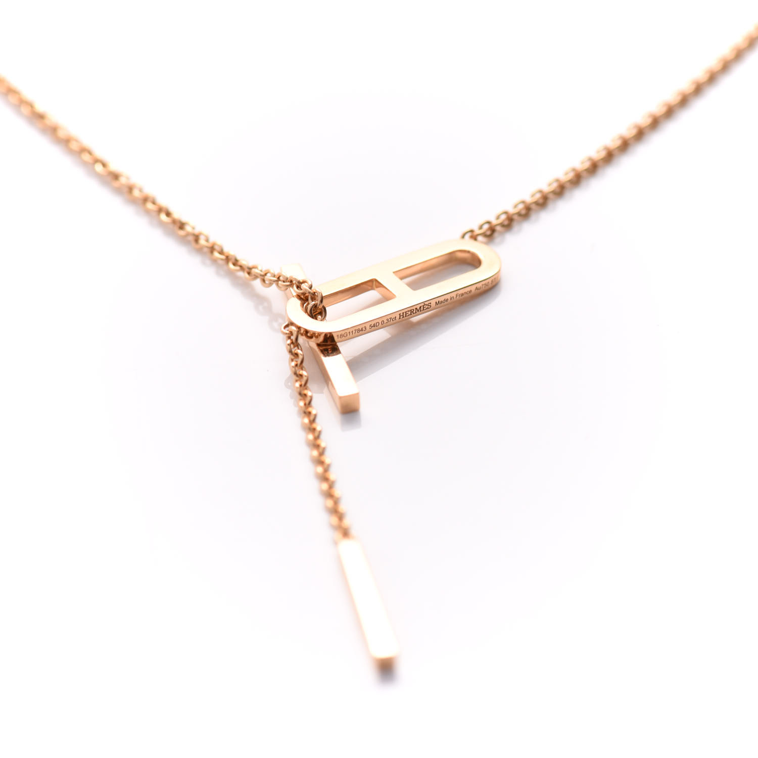HERMES 18K Rose Gold Diamond PM Ever Chaine D'Ancre Necklace 553762