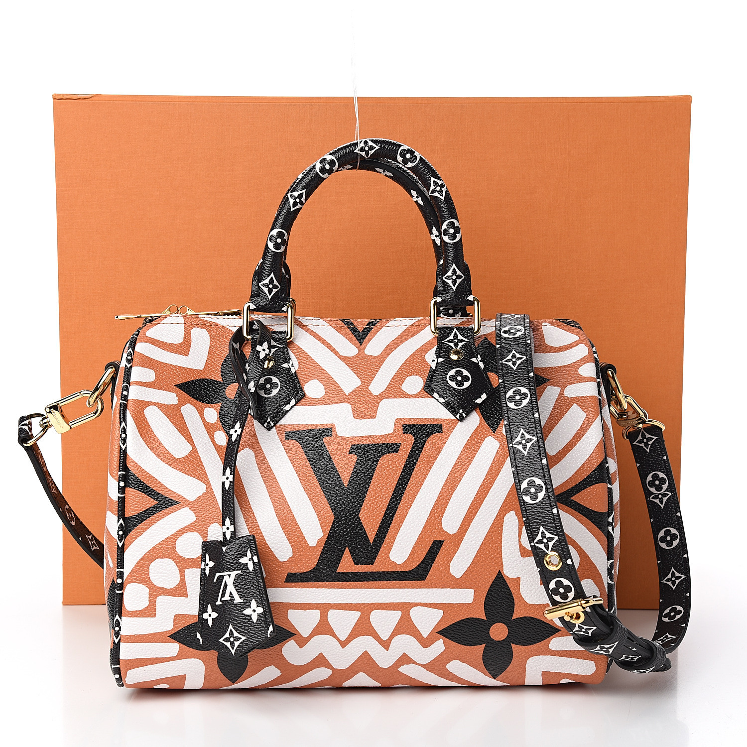 LOUIS VUITTON Monogram Giant Crafty Speedy Bandouliere 25 Creme Caramel 558376