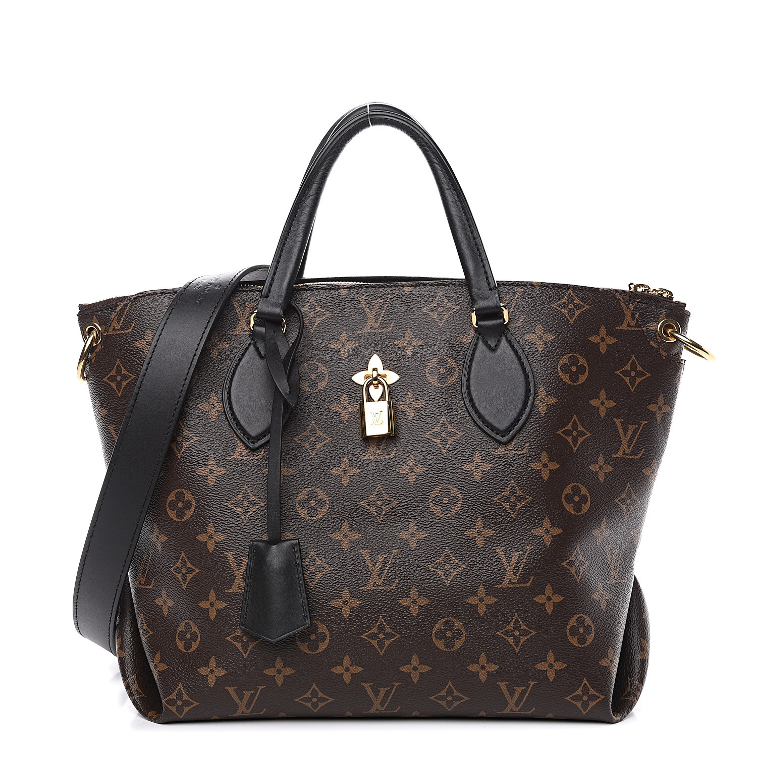 LOUIS VUITTON Monogram Flower Zipped Tote MM Black 557603 | FASHIONPHILE