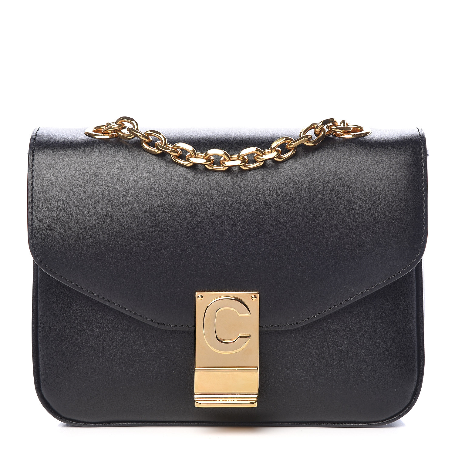 CELINE Shiny Calfskin Small C Bag Black 464781 | FASHIONPHILE