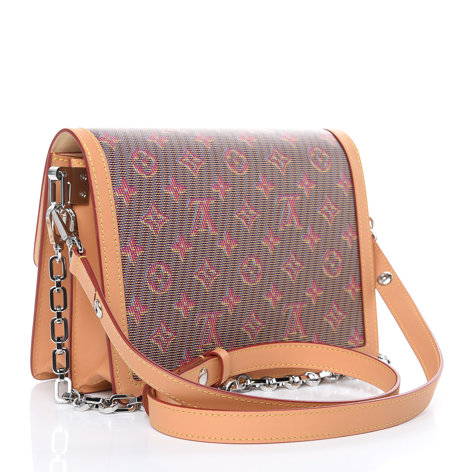 LOUIS VUITTON Monogram Damier Pop Print Dauphine MM Pink 467857