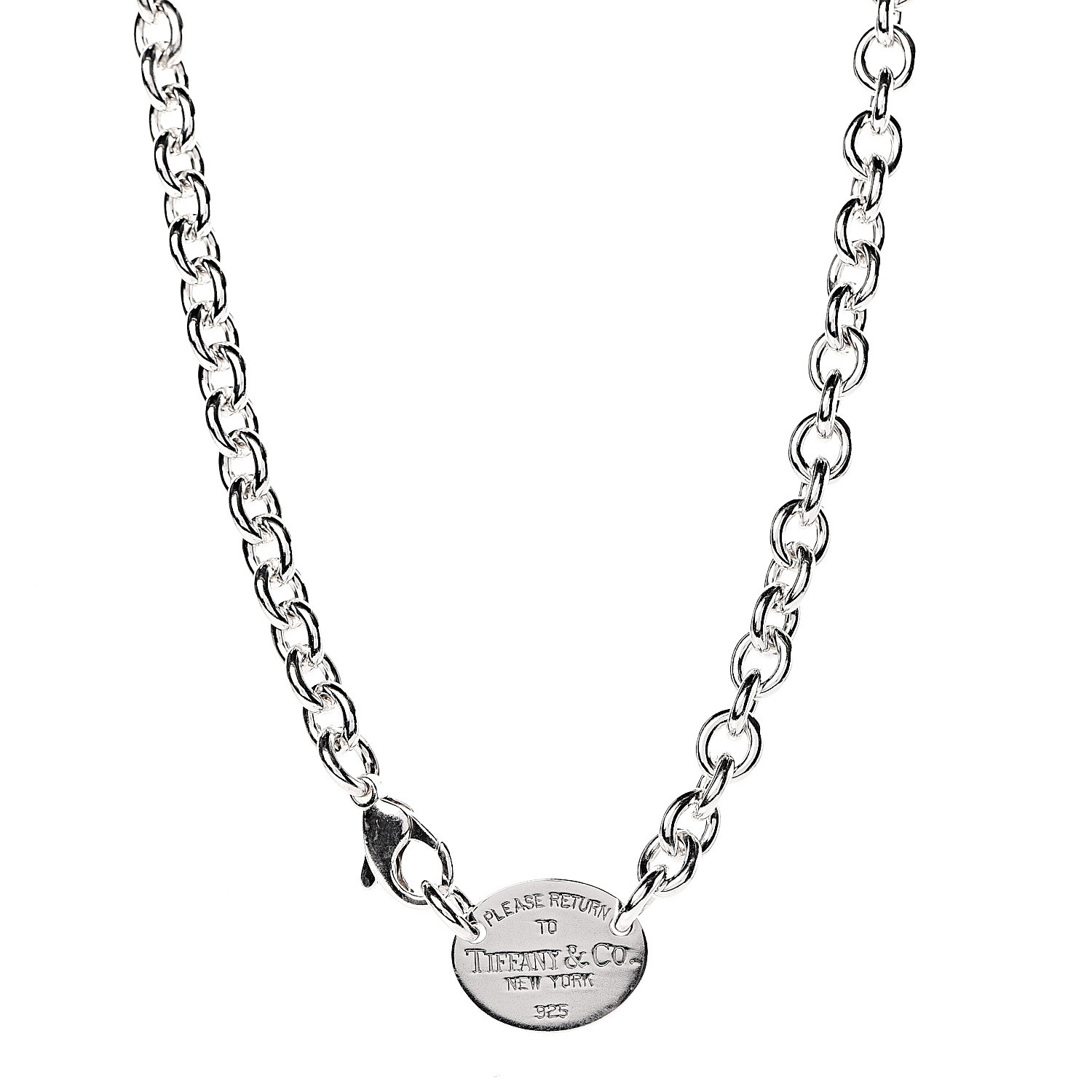 TIFFANY Sterling Silver Return to Tiffany Oval Tag Choker Necklace 465916