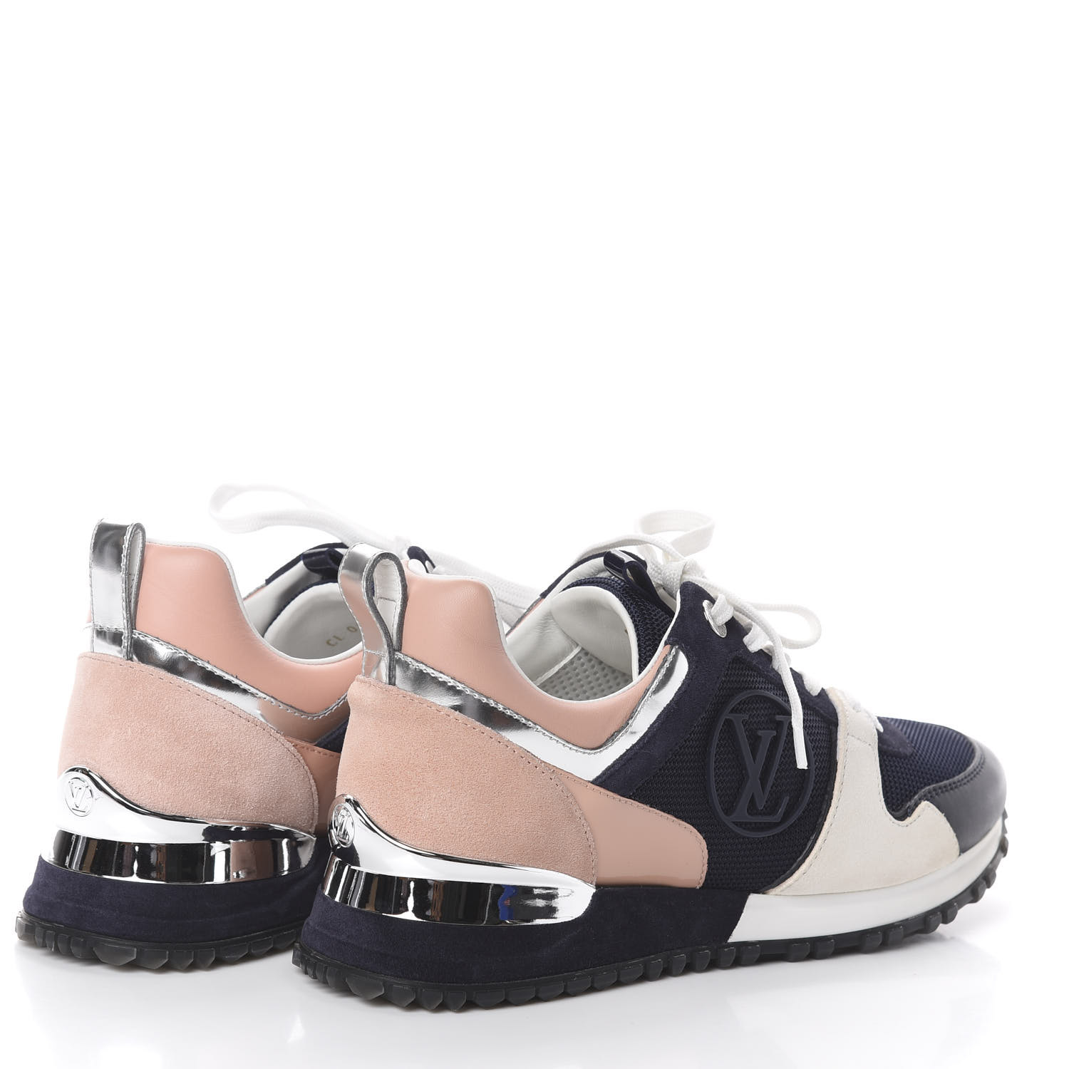 LOUIS VUITTON Calfskin Suede Run Away Sneakers 35.5 Blue Pink White 588936