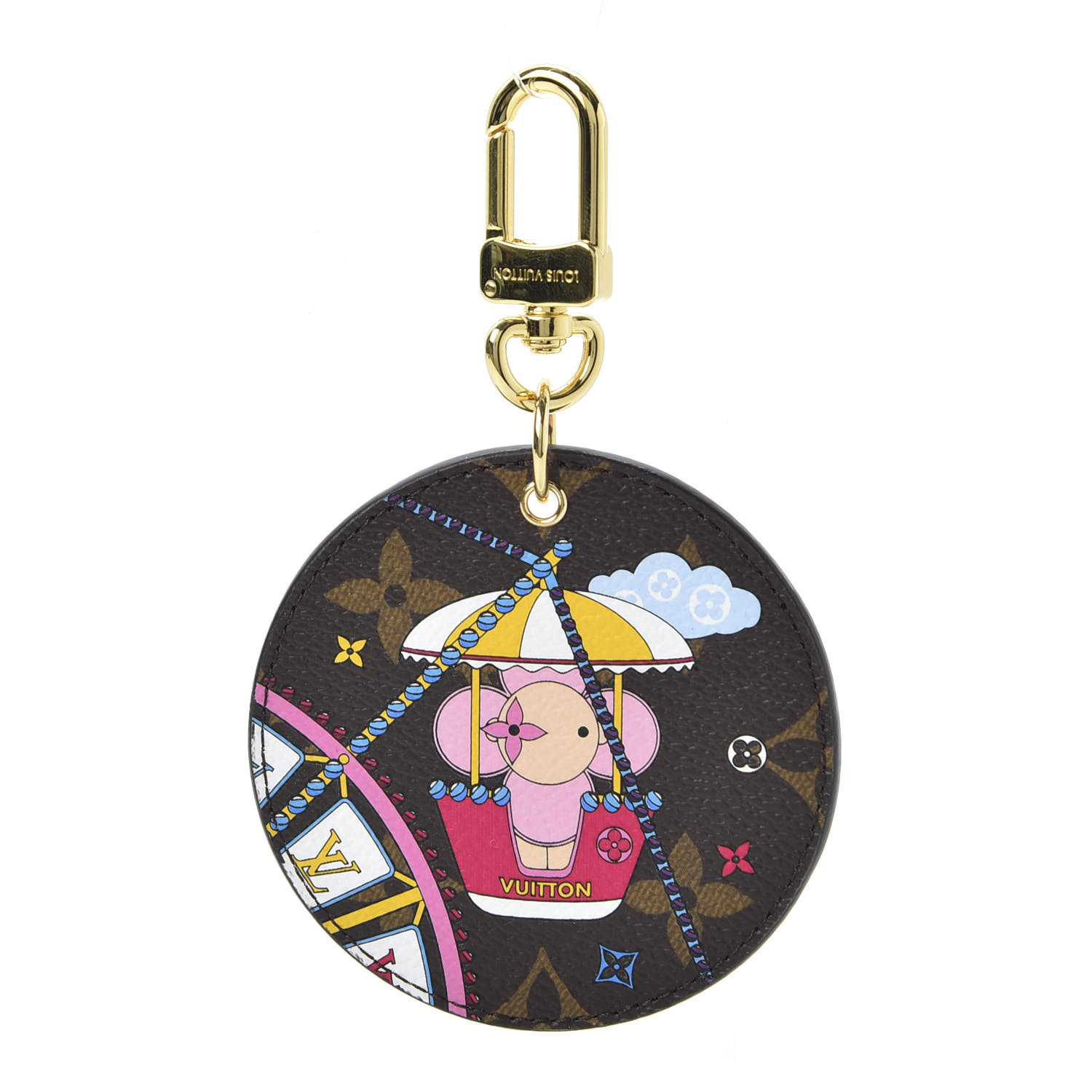 LOUIS VUITTON Monogram 2020 Christmas Animation Big Wheel Bag Charm Key Ring Rose Ballerine 589261