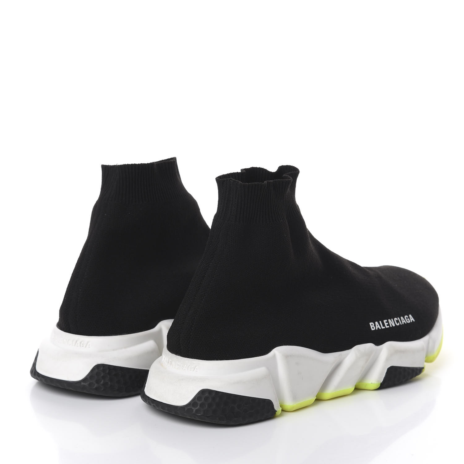BALENCIAGA Neoprene Knit Womens Speed Sneaker 43 Black White Yellow ...