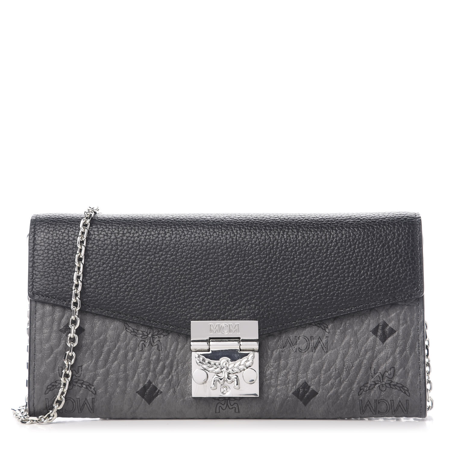 MCM Visetos Calfskin Large Patricia Wallet On Chain Black 589126 ...