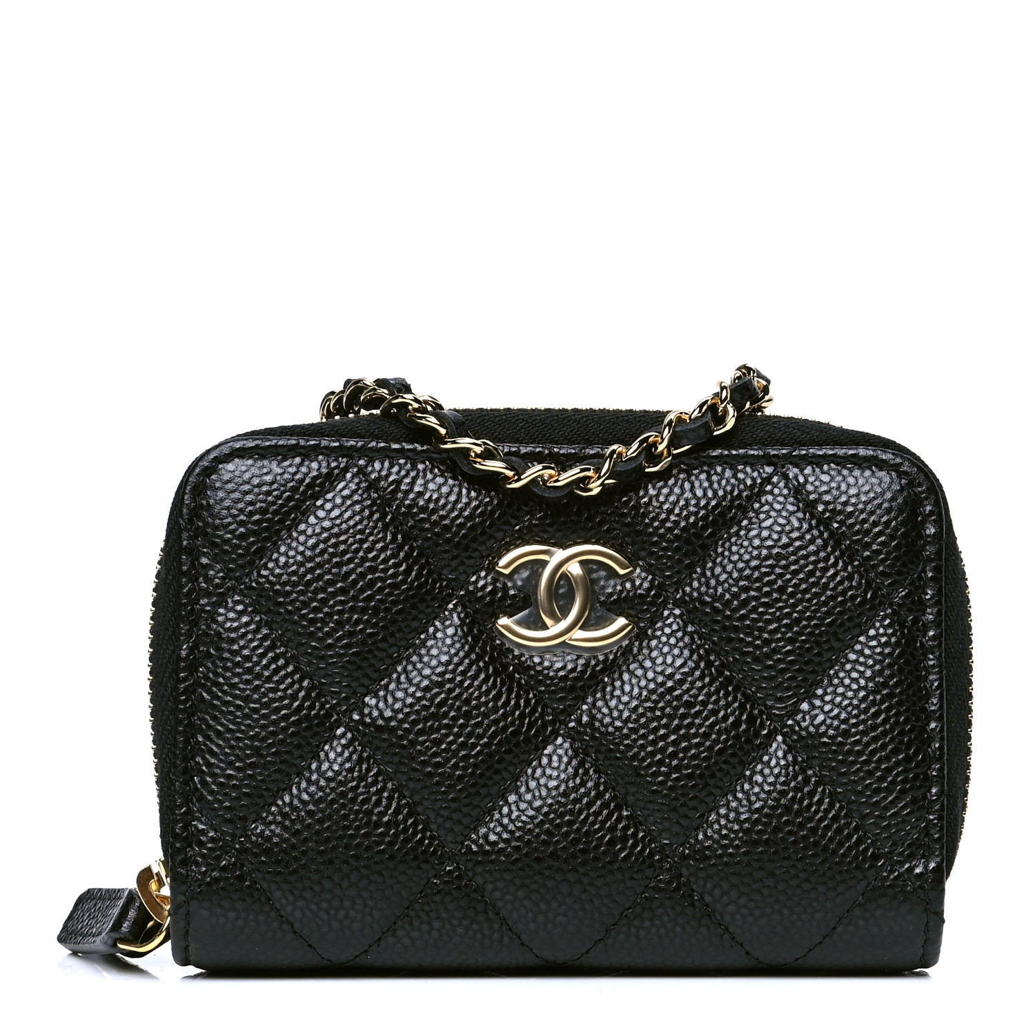 chanel zip card holder