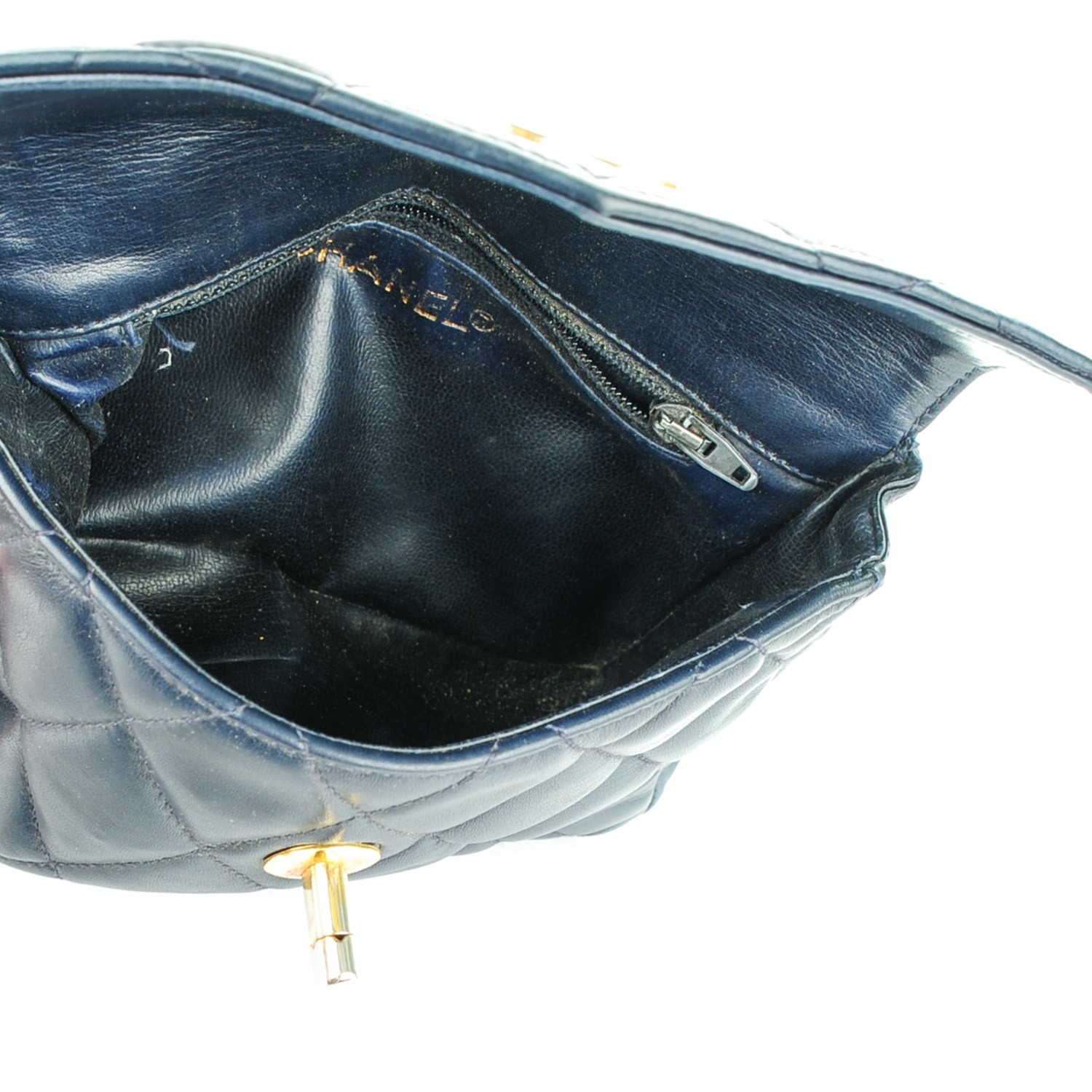 CHANEL Lambskin Quilted Flap Waist Belt Bag 70 28 Navy 154716