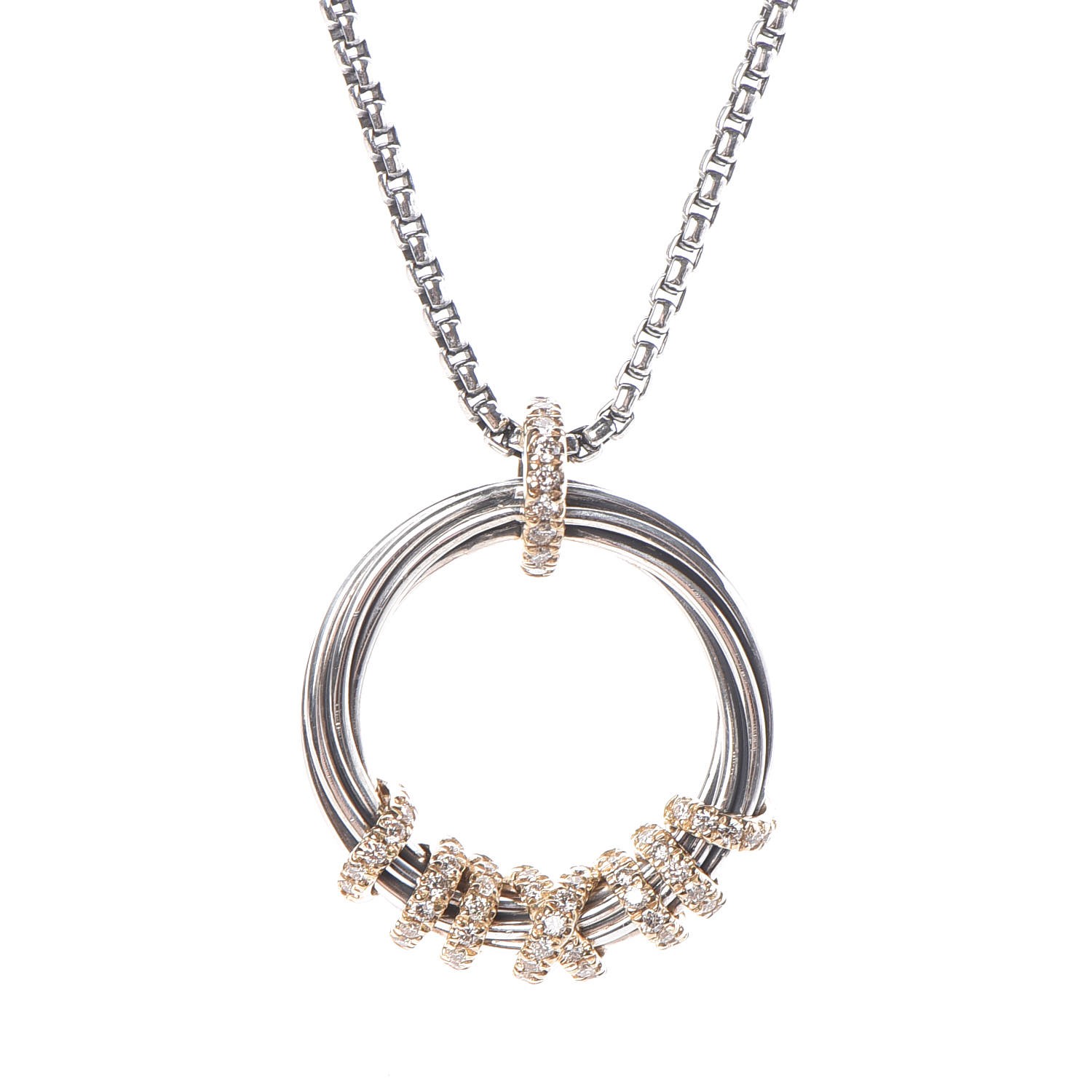 DAVID YURMAN Sterling Silver 18K Yellow Gold Diamond Helena Necklace 342262