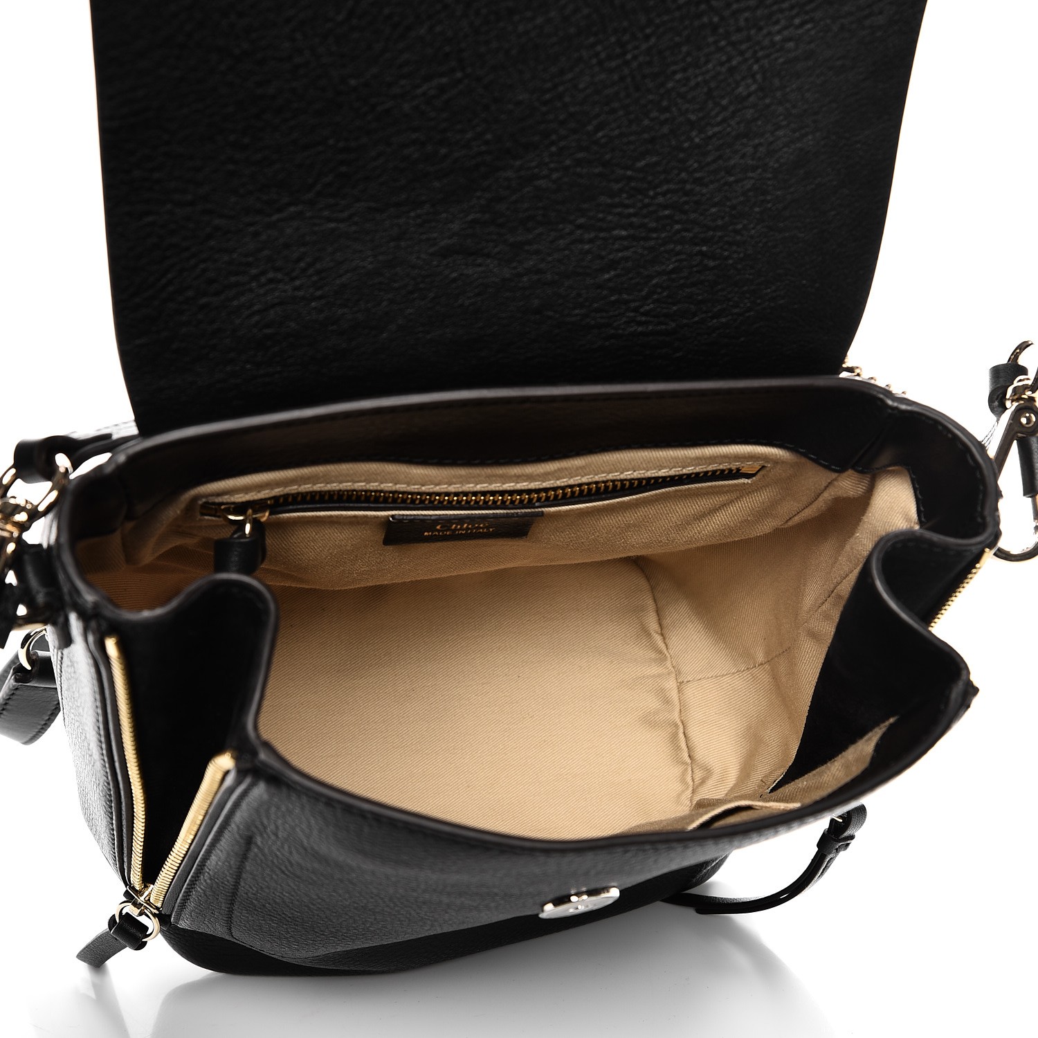 CHLOE Suede Calfskin Small Faye Backpack Black 215163