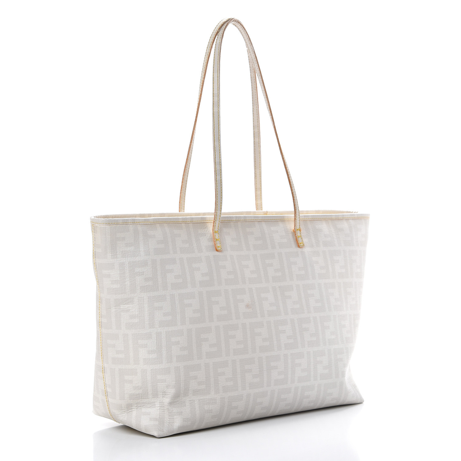 FENDI Zucca Spalmati Medium Roll Tote Bianco 565812