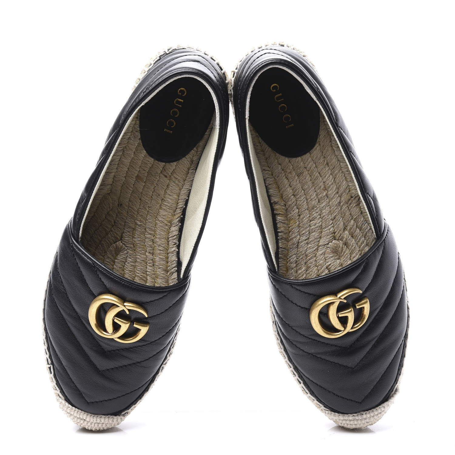 GUCCI Nappa Matelasse GG Marmont Espadrilles 37 Black 565070 | FASHIONPHILE