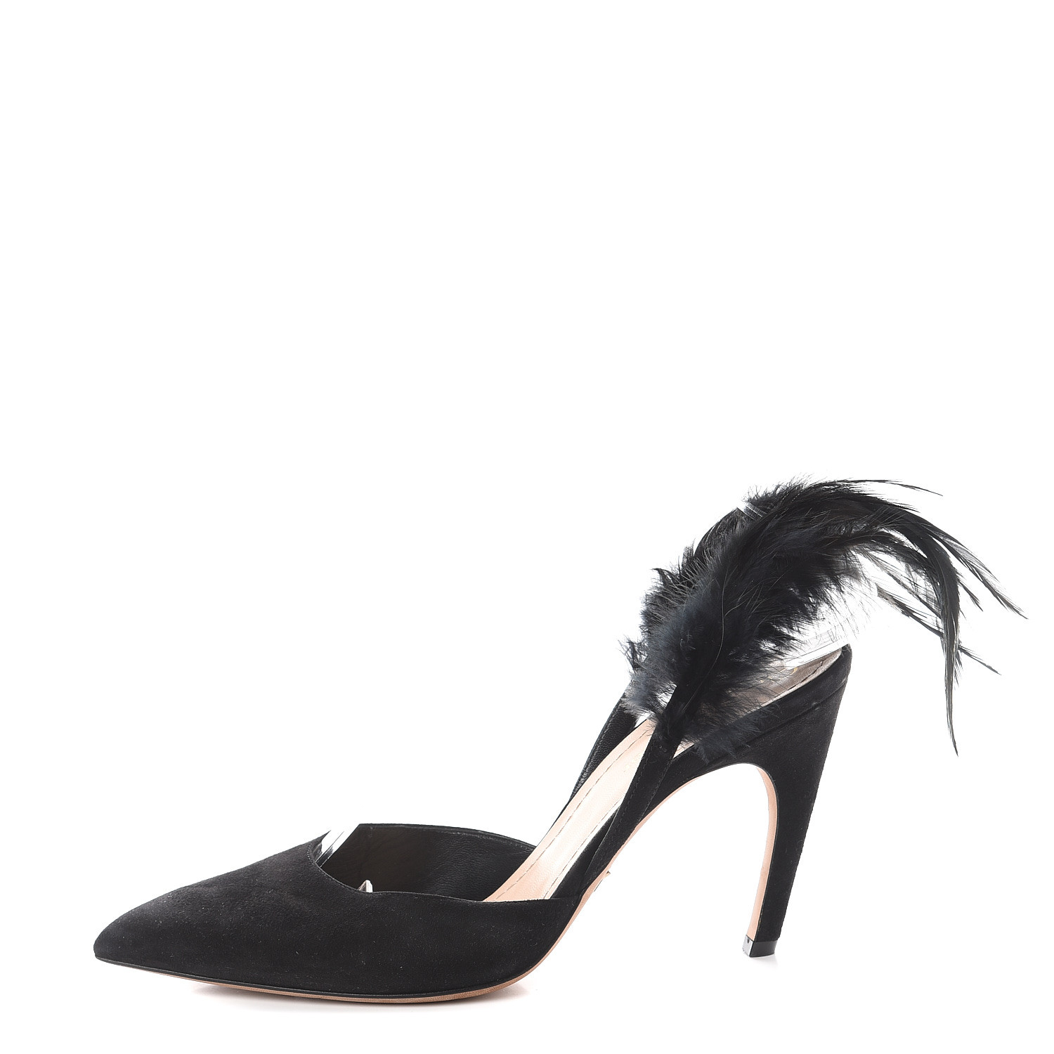black feather pumps