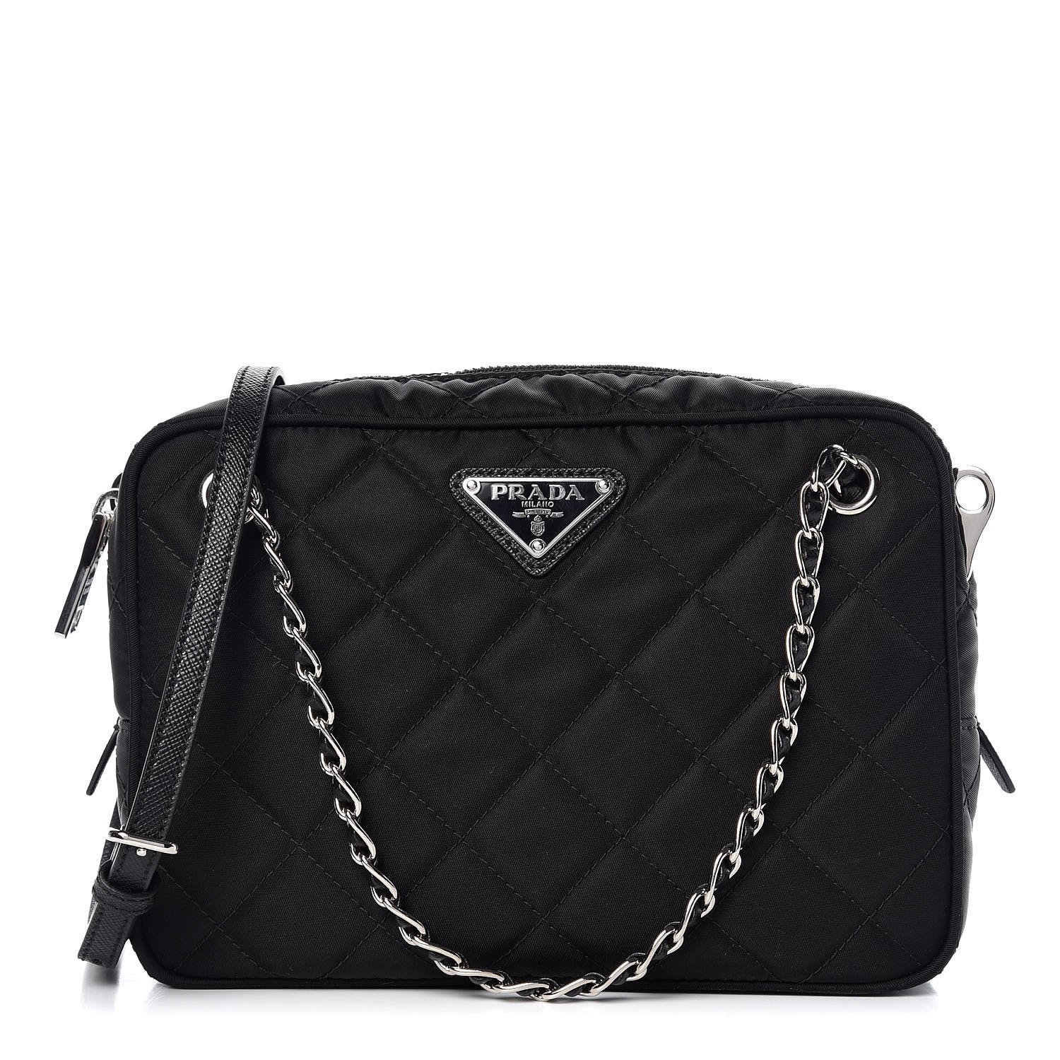 PRADA Nylon Tessuto Impuntu Quilted Crossbody Bag Nero Black 350806