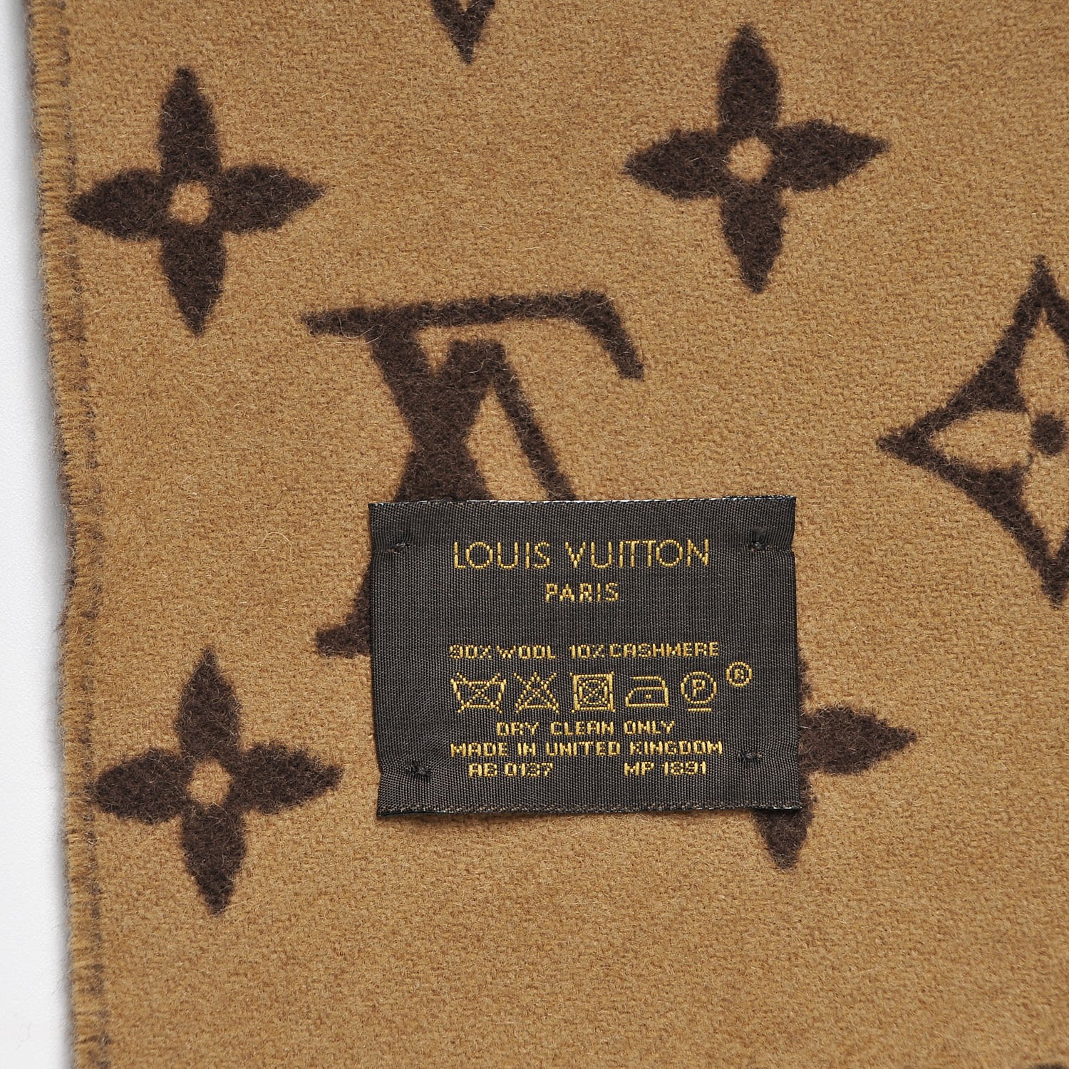 LOUIS VUITTON X Supreme Wool Cashmere Monogram Scarf Brown 290013