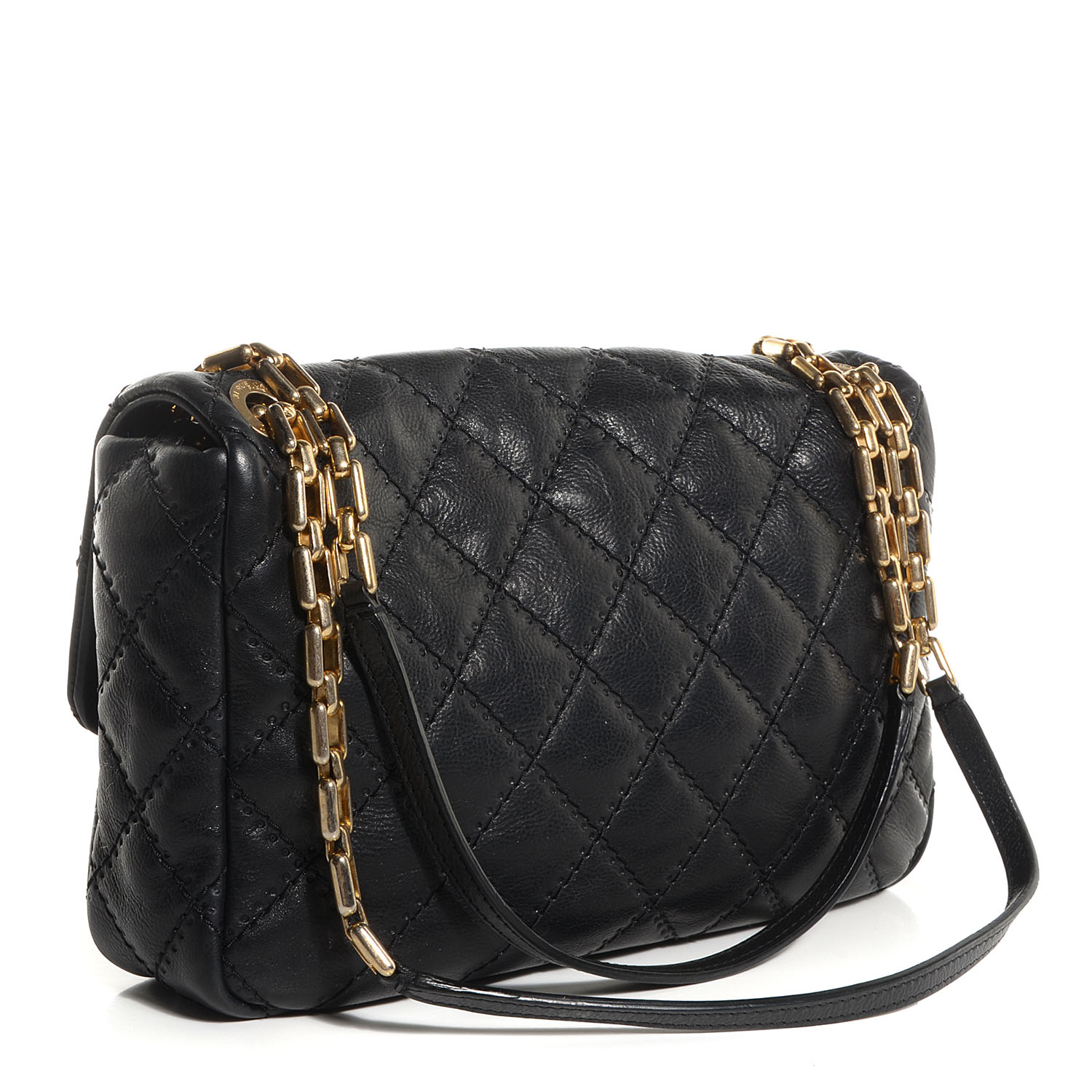 CHANEL Calfskin Quilted Retro Chain Flap Black 82429