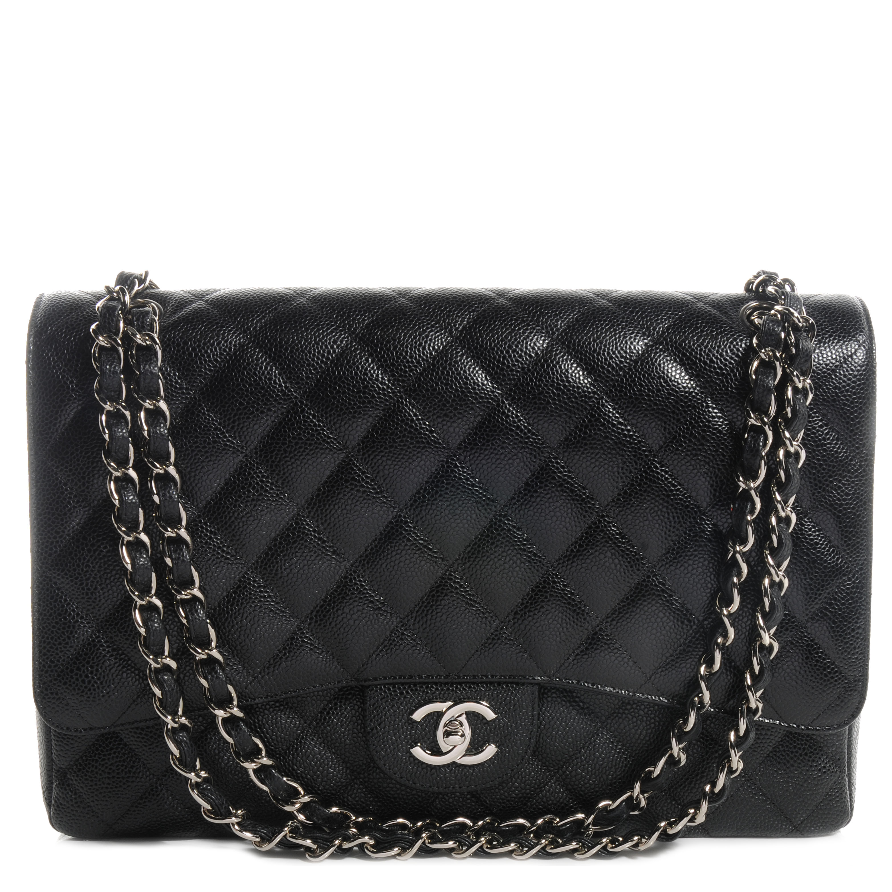 CHANEL Caviar Maxi Single Flap Black 59162