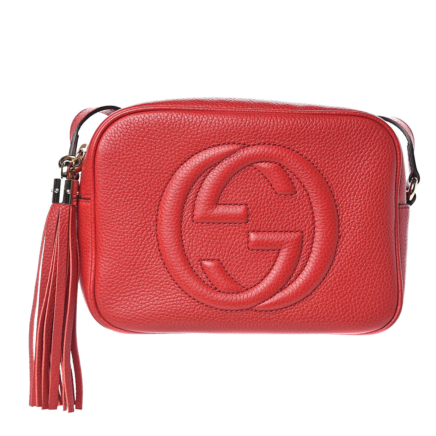 GUCCI Pebbled Calfskin Small Soho Disco Bag Tabasco Red 516012