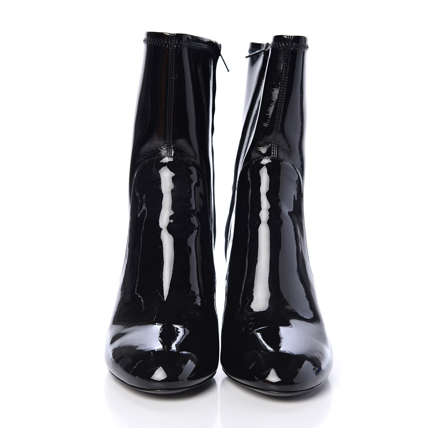 LOUIS VUITTON Patent Silhouette Ankle Boots 38.5 Black 443333