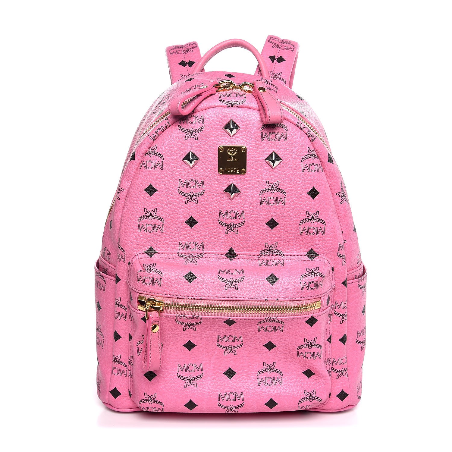 MCM Visetos Small Sprinkle Stud Stark Backpack Pink 306032