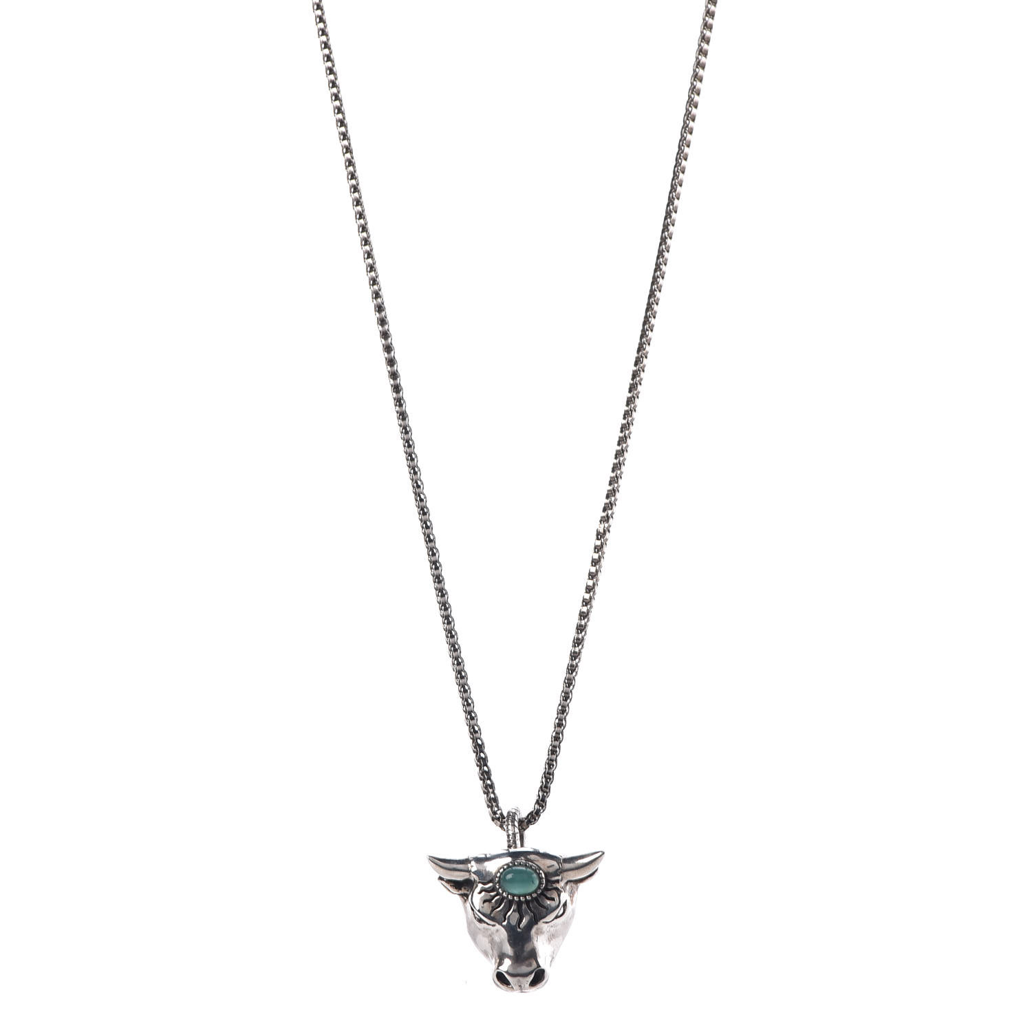 GUCCI Sterling Silver Anger Forest Bull's Head Necklace 373461