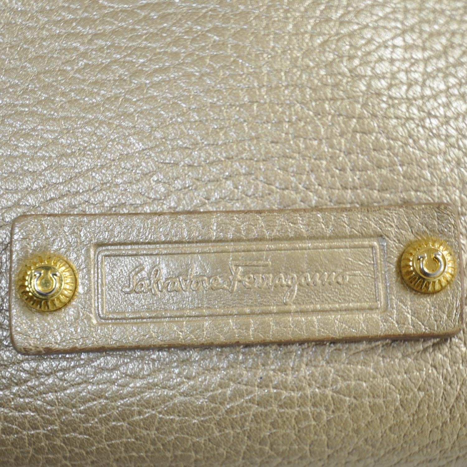 SALVATORE FERRAGAMO Leather Shopper Tote Gold 23938
