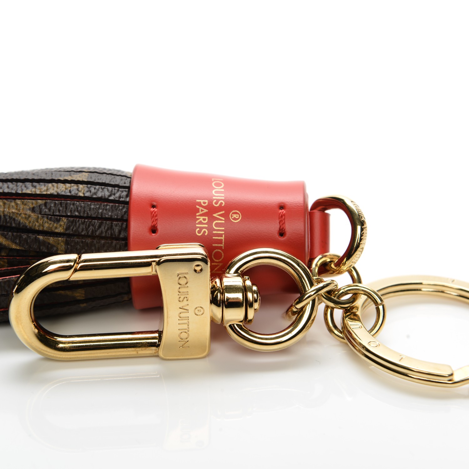 LOUIS VUITTON Monogram Tassel Bag Charm Red 200989