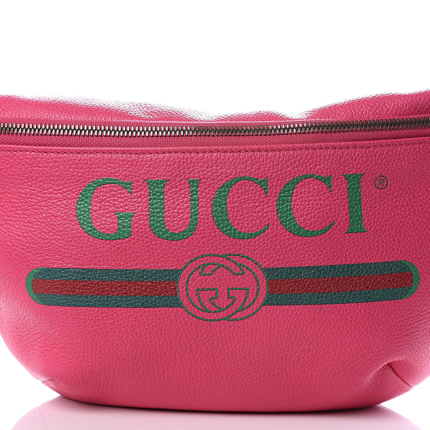 GUCCI Grained Calfskin Gucci Print Belt Bag Pink 549174
