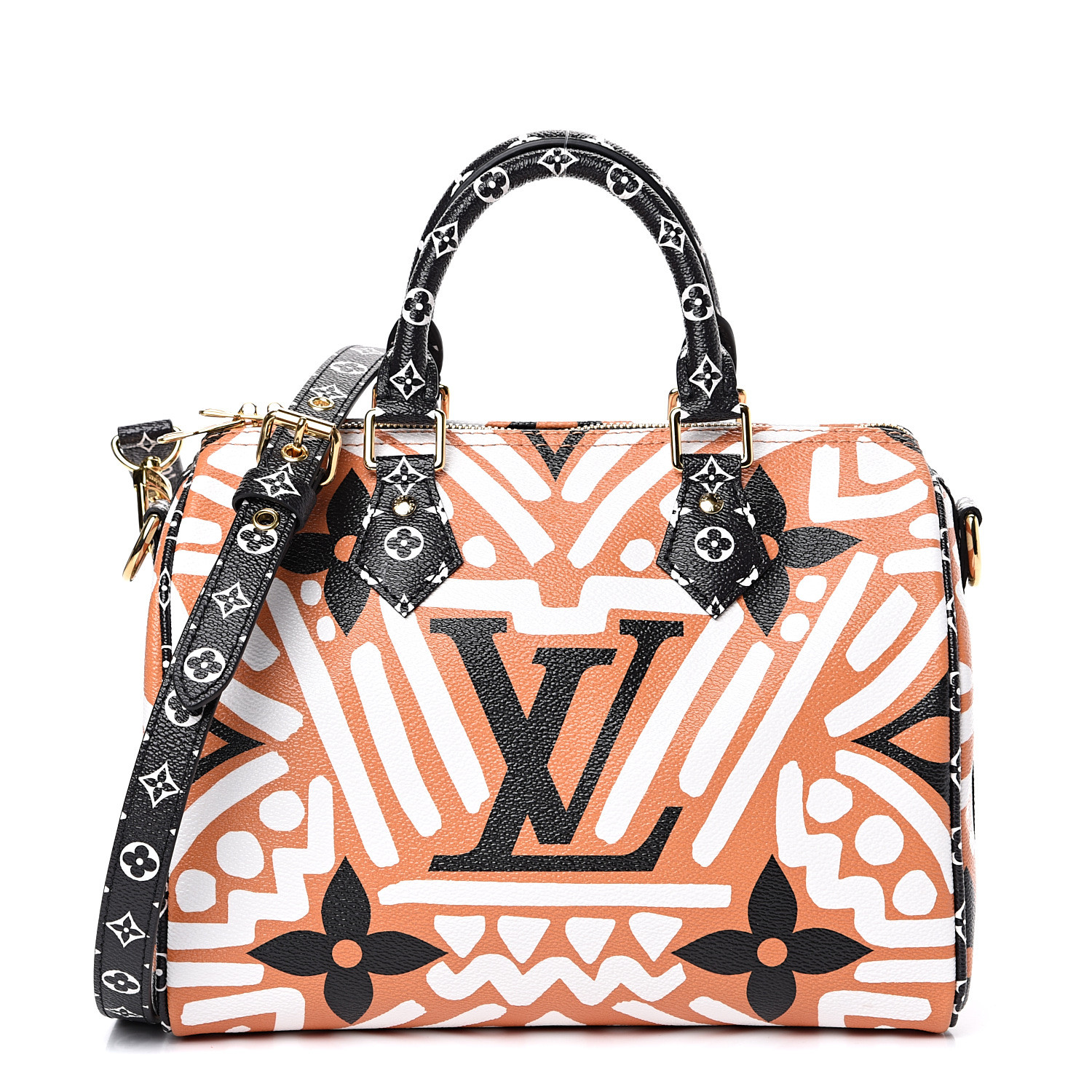 LOUIS VUITTON Monogram Giant Crafty Speedy Bandouliere 25 Crème Caramel 549041