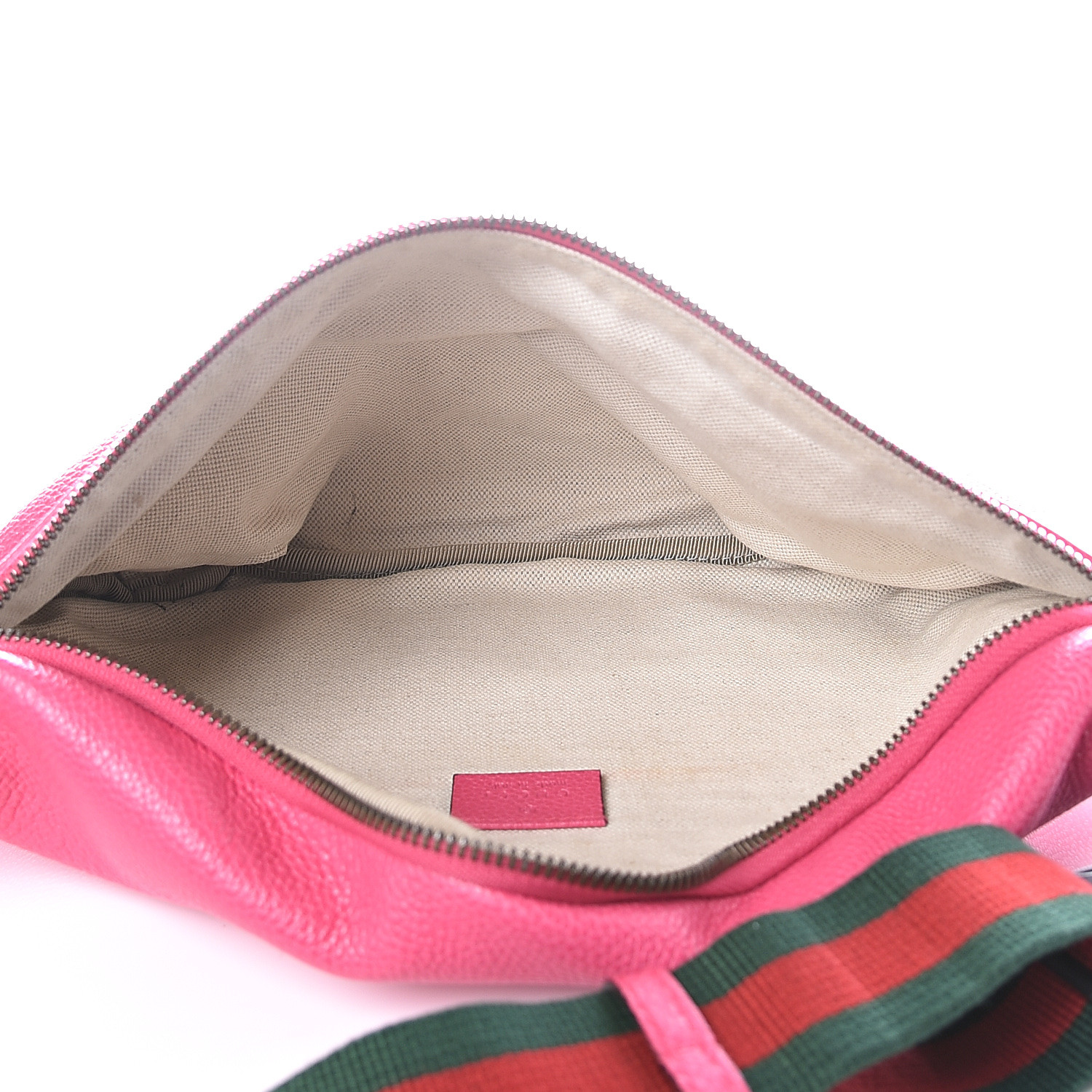 GUCCI Grained Calfskin Gucci Print Belt Bag Pink 549174