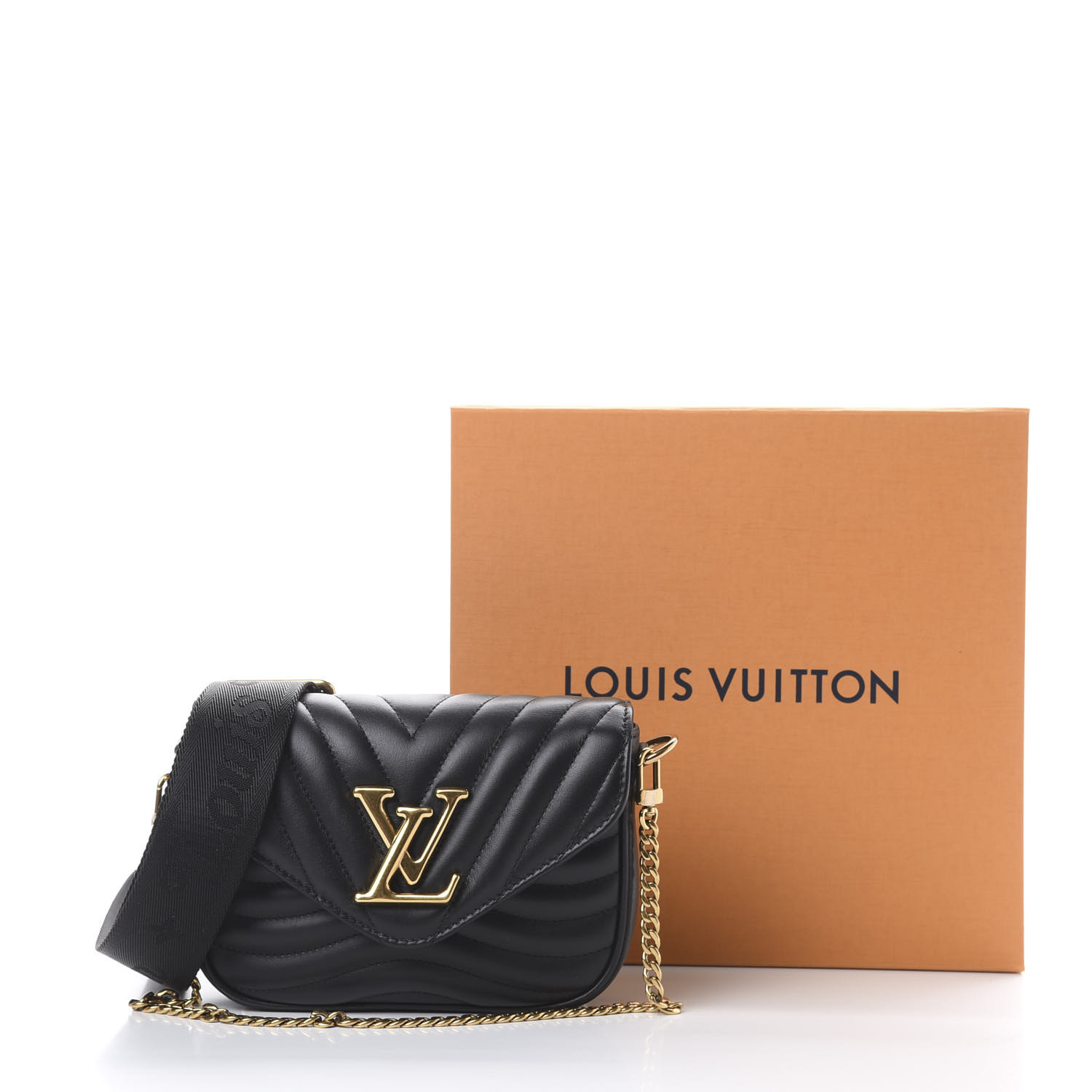 Louis Vuitton Calfskin New Wave Chain Pochette Black 595660