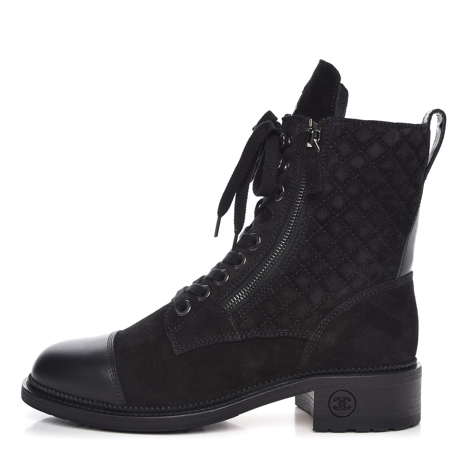 chanel quilted combat boots 2019